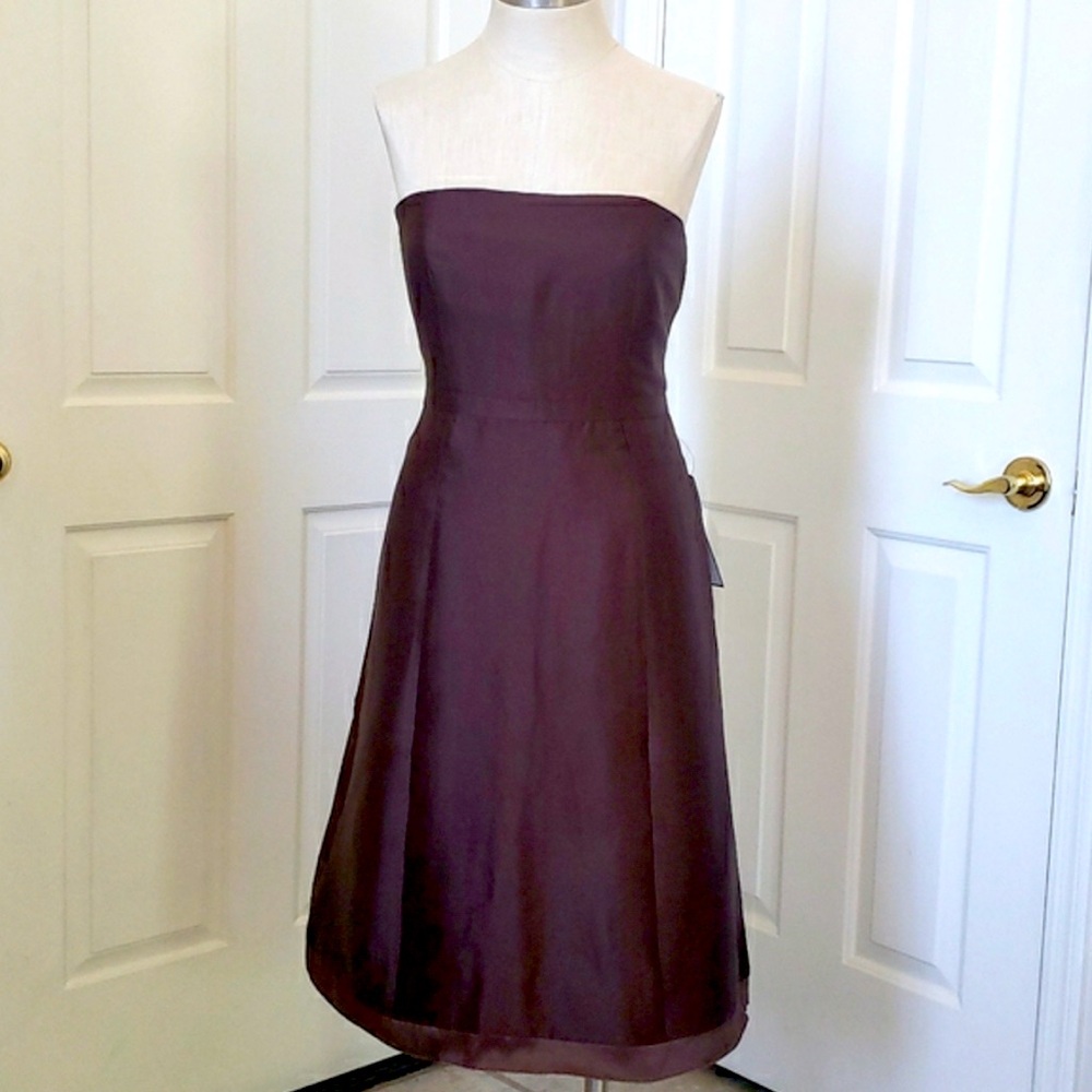 J. CREW Silk Fit and Flare Strapless Dress Brown